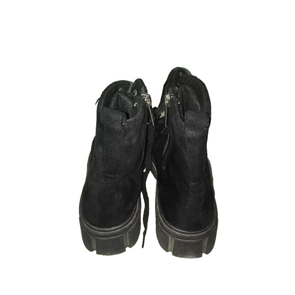 CAPE ROBBIN WOMEN'S SHANDRA LUG LACE/ZIP BLACK SUEDE COMBAT BOOTS 6 - Picture 4 of 7